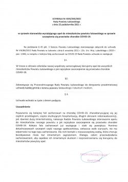 Apel do mieszkańców Powiatu Łukowskiego nt. szczepień przeciwko COVID-19