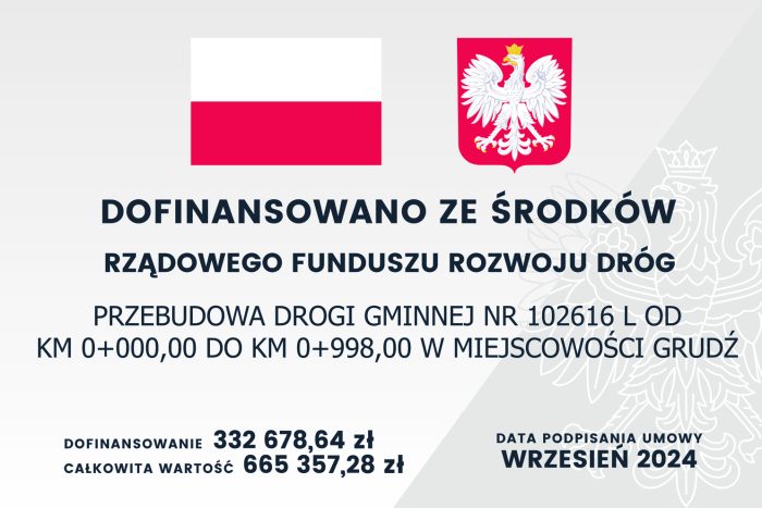 Miniaturka artykułu Przebudowa drogi gminnej w Grudzi