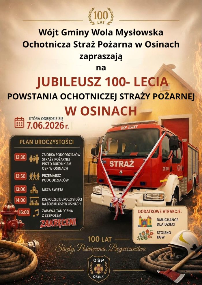 Miniaturka artykułu Zaproszenie na Jubileusz OSP Osiny